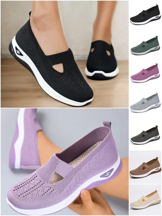 Weich Sohle Atmungsaktiv Leicht Fliegend Gewebe Lässig Einfach Schuhe für Damen Flach Schuhe Flach Mund Einzeln Schuhe