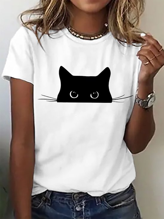 Damen Tier Kurzarm T-Shirts T-Shirt Rundhals Lässig Sommer Oberteile