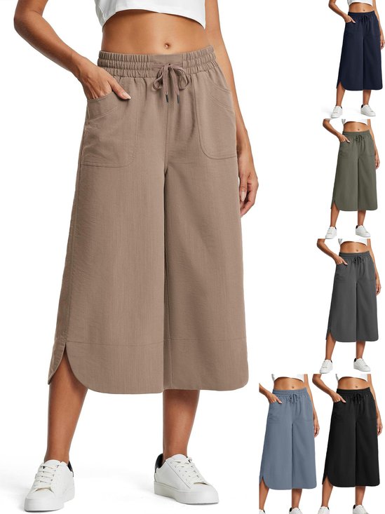 Damen Unifarben Caprihosen Hose Lässig Sommer Hose