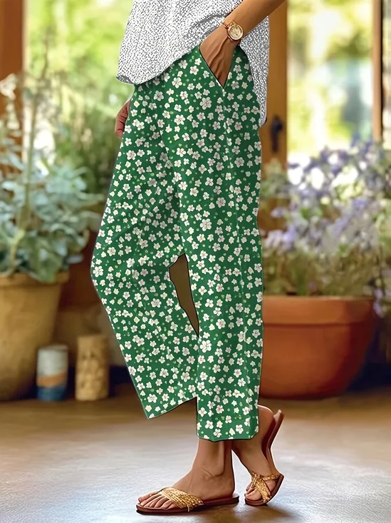 Damen Geblümt Lang Hose Lässig Frühling/Herbst Hose