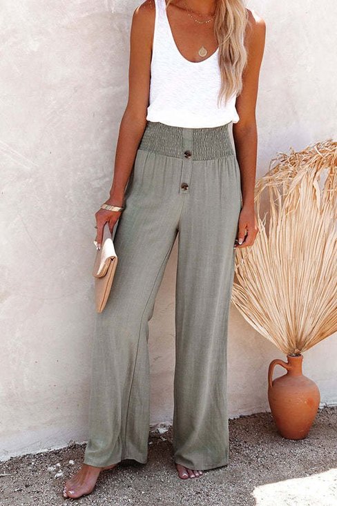 Damen Unifarben Lang Elastische Taille Hose Lässig Frühling/Herbst Hose