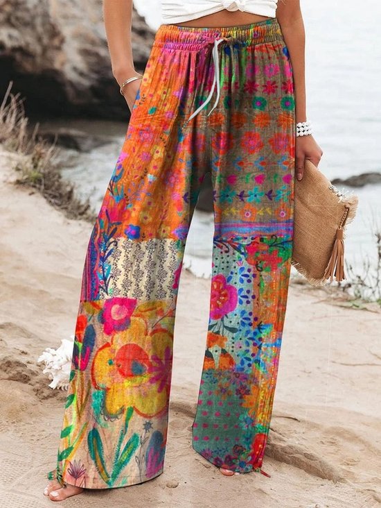 Damen Geblümt Lang Hose Retro Frühling/Herbst Hose