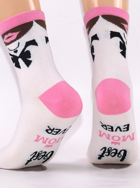 Mutters Tag Heiß Verkauf Mittelrohr Baumwolle Socken Pink Serie Geschenk Sohle Buchstabe Jacquard Lässig Sport Socken