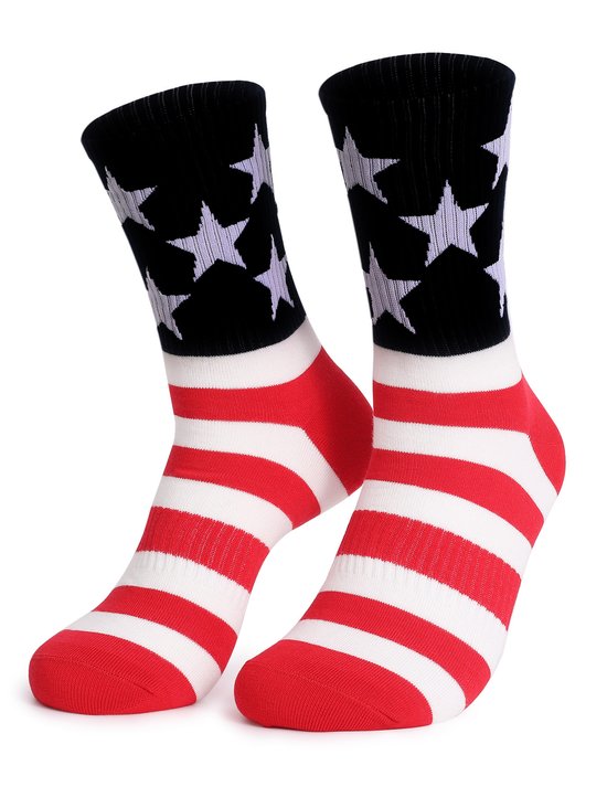 Sommer Neu amerikanisch Flagge Tag der Unabhängigkeit Urlaub Geschenk Print Baumwolle Herren und Damen Mittlerer Tube Socken