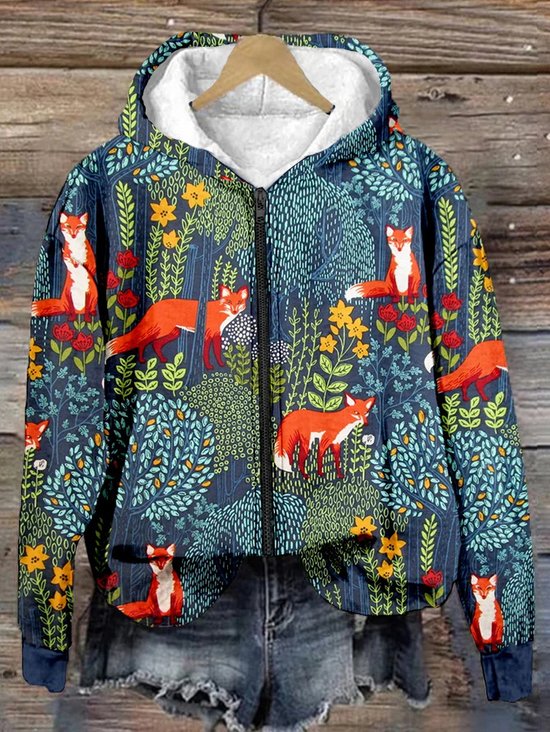 Damen 3d Drucken Frühling/Herbst Langarm Retro Täglich Kapuze