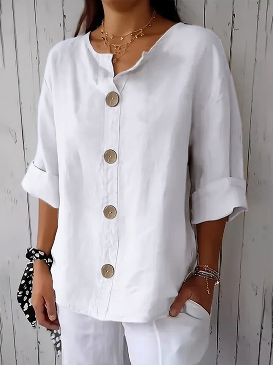 Damen Unifarben Langarm Bluse Frühling/Herbst Print Stehkragen Täglich Lässig Oberteile