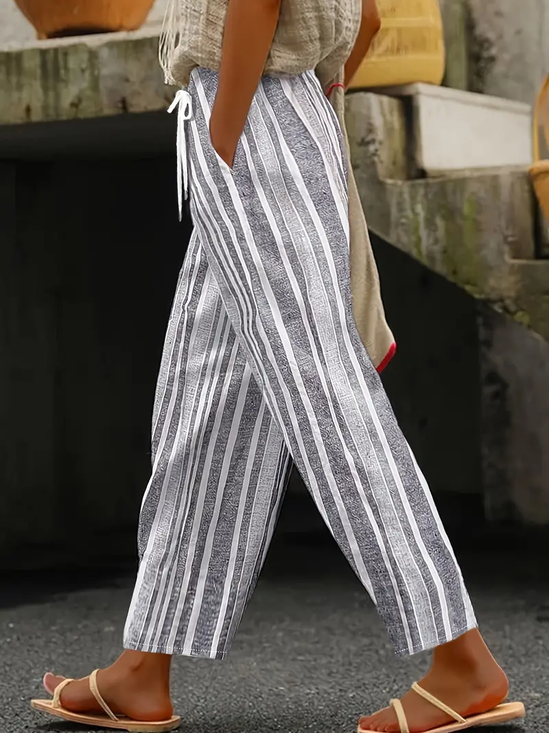 Damen Gestreift Lang Hose Lässig Frühling/Herbst Hose
