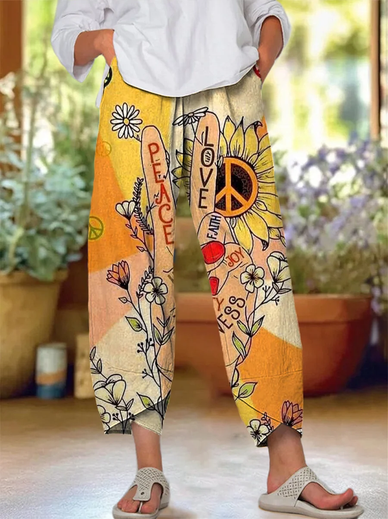 Damen Geblümt Caprihosen Hose Lässig Sommer Hose