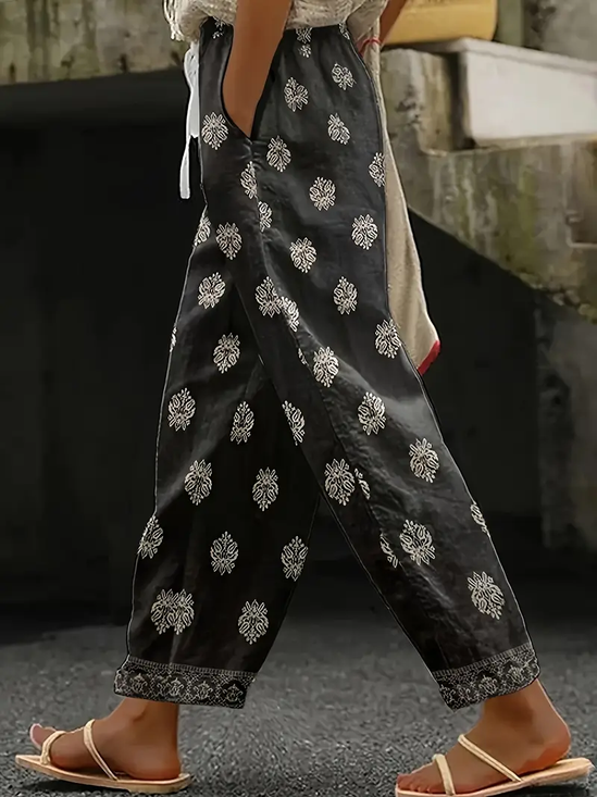 Damen Geblümt Lang Hose Lässig Frühling/Herbst Hose
