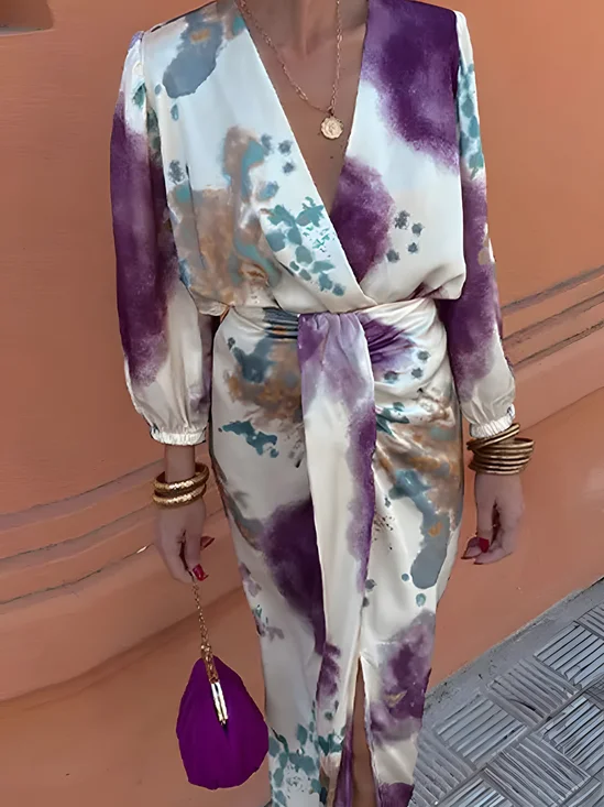 Damen Geblümt Schnürung Zweiteiliges Set Täglich Langarm Lässig Frühling/Herbst Bluse mit Rock Matching Set