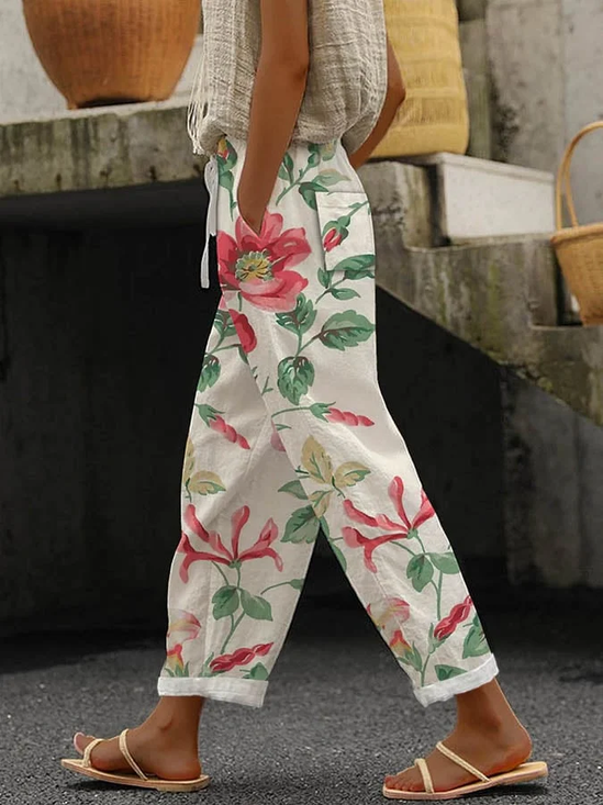 Damen Geblümt Lang Hose Lässig Frühling/Herbst Hose