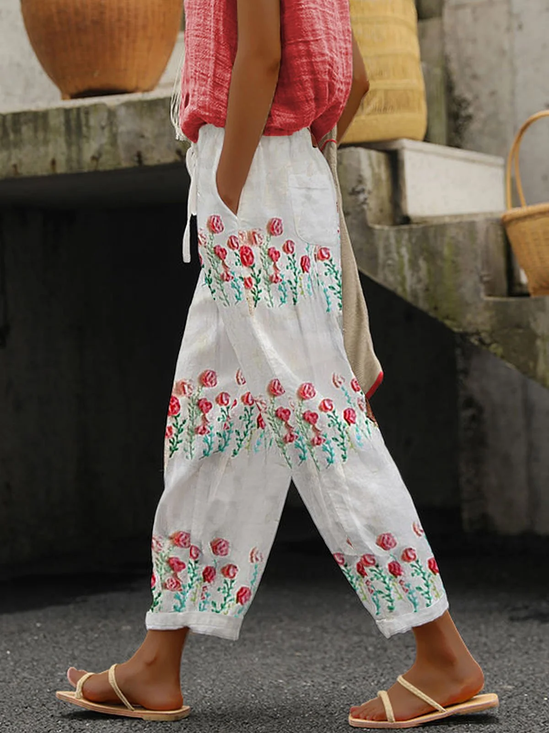 Damen Geblümt Lang Hose Lässig Frühling/Herbst Hose