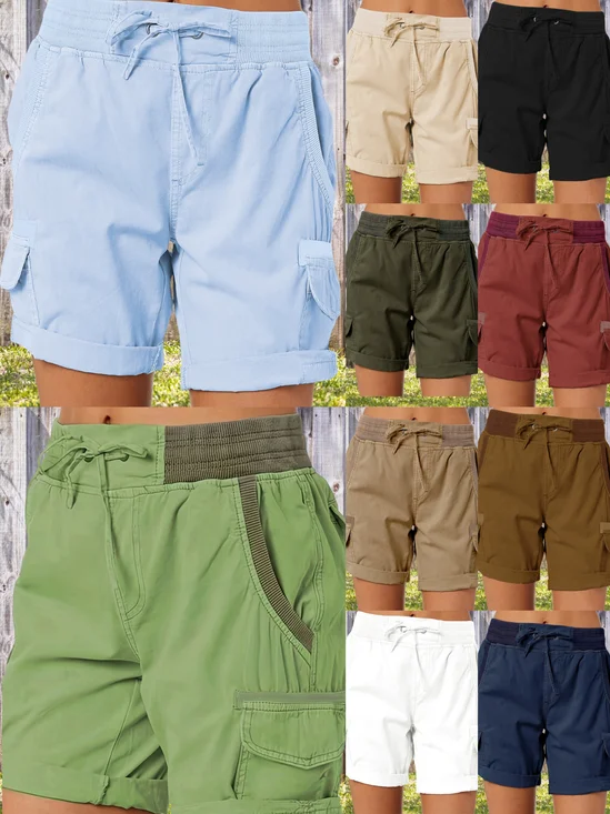 Damen Unifarben Fünfte Hose Gerade Hosen Lässig Sommer Shorts