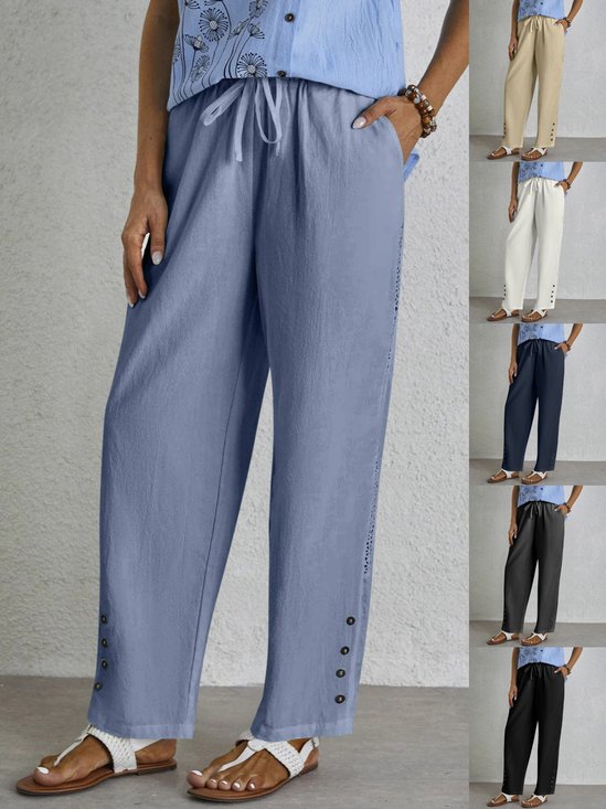 Damen Unifarben Lang Elastische Taille Hose Lässig Frühling/Herbst Hose