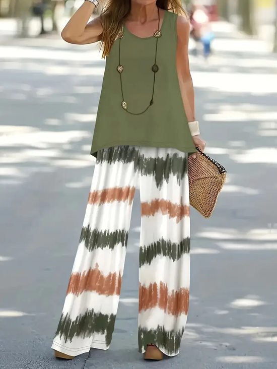 Damen Abstrakt Print Zweiteiliges Set Täglich Ärmellos Lässig Sommer Mehrteiliges Set Matching Set
