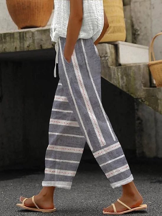 Damen Gestreift Lang Hose Lässig Frühling/Herbst Hose