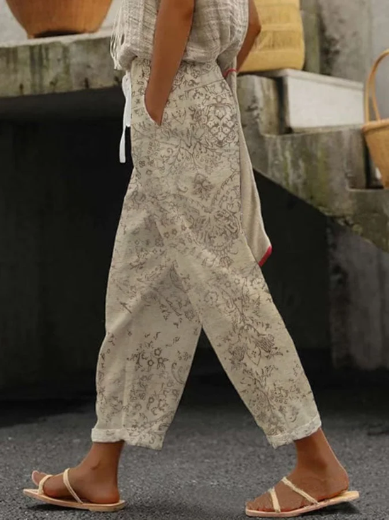 Damen Geblümt Lang Hose Lässig Frühling/Herbst Hose