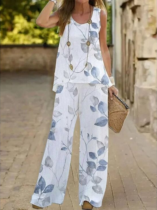Damen Geblümt Print Zweiteiliges Set Täglich Ärmellos Lässig Sommer Mehrteiliges Set Matching Set
