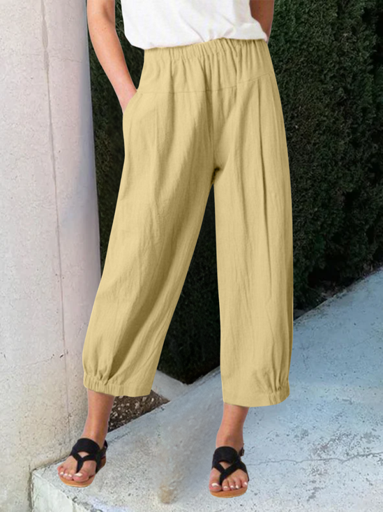 Damen Unifarben Knöchelhose Elastische Taille Hose Lässig Frühling/Herbst Hose