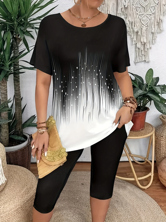 Damen Abstrakt Kurzarm T-Shirts T-Shirt Rundhals Lässig Sommer T-Shirt mit Grafik Oberteile