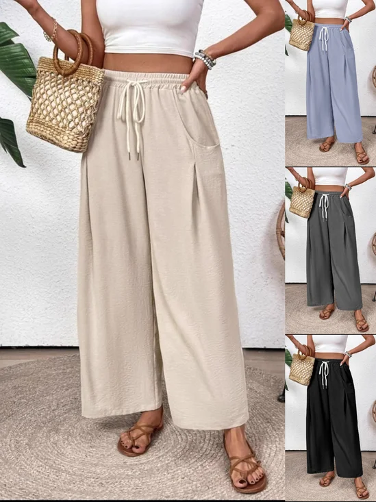 Damen Unifarben Lang Elastische Taille Hose Lässig Frühling/Herbst Hose