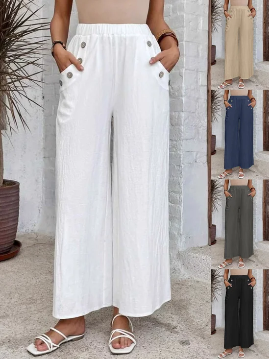 Damen Unifarben Lang Elastische Taille Hose Lässig Frühling/Herbst Hose