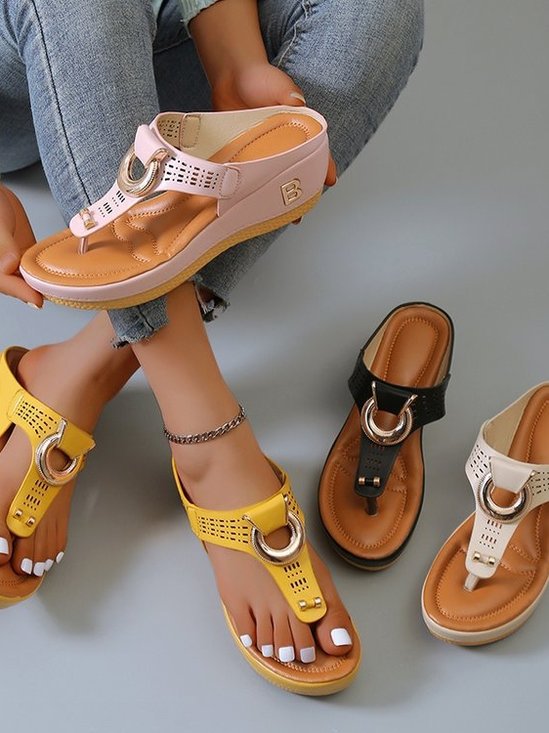 Sommer Farbblock PU Westlicher Stil Rutschfest