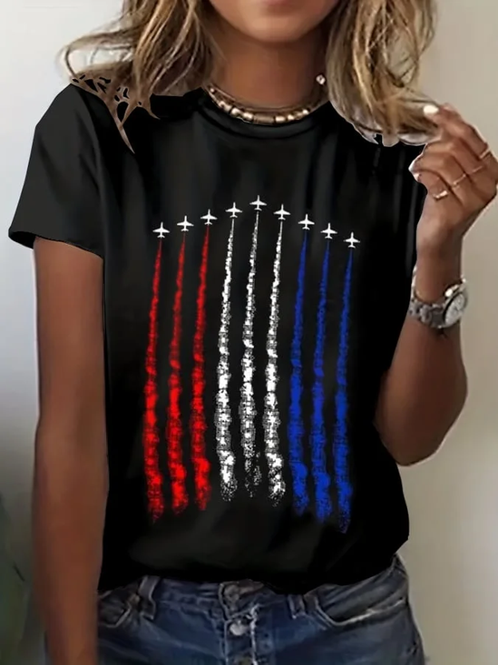 Damen Tag der Unabhängigkeit (Flagge) Kurzarm T-Shirts T-Shirt Rundhals Print Lässig Sommer T-Shirt mit Grafik Oberteile