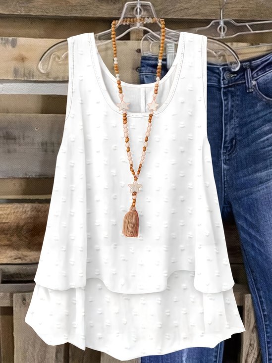 Damen Ärmellos Tanktop Oberteile Leibchen Sommer Unifarben Rundhals Täglich Lässig Oberteile