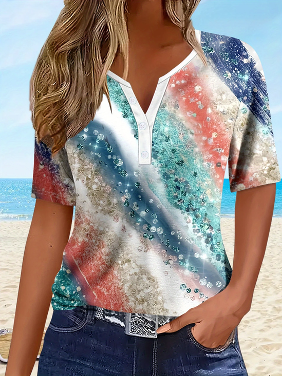 Damen Abstrakt Kurzarm T-Shirts T-Shirt Rundhals Print Lässig Sommer T-Shirt mit Grafik Oberteile