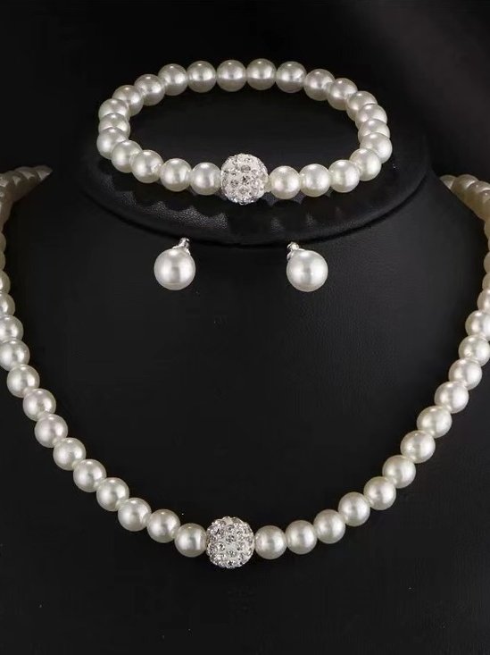Kreativ Schmuck Nachgemachte Perle Halskette Armband Ohrringe Set drei Stücke