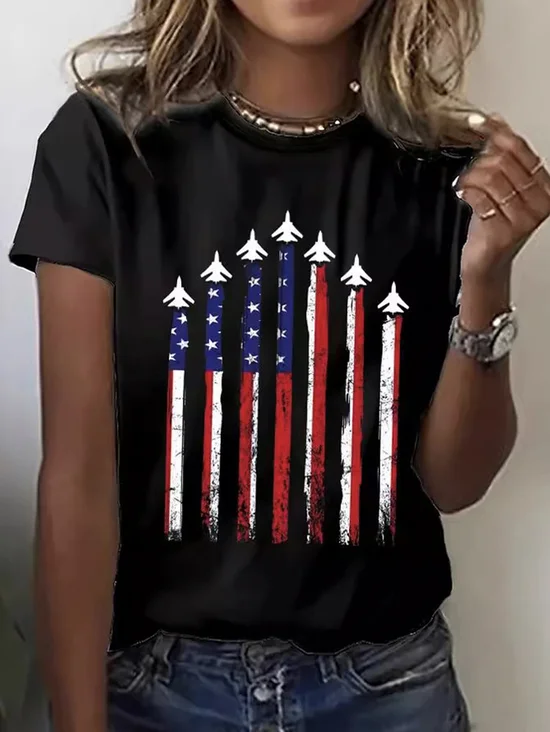 Damen Tag der Unabhängigkeit (Flagge) Kurzarm T-Shirts T-Shirt Rundhals Lässig Sommer Oberteile