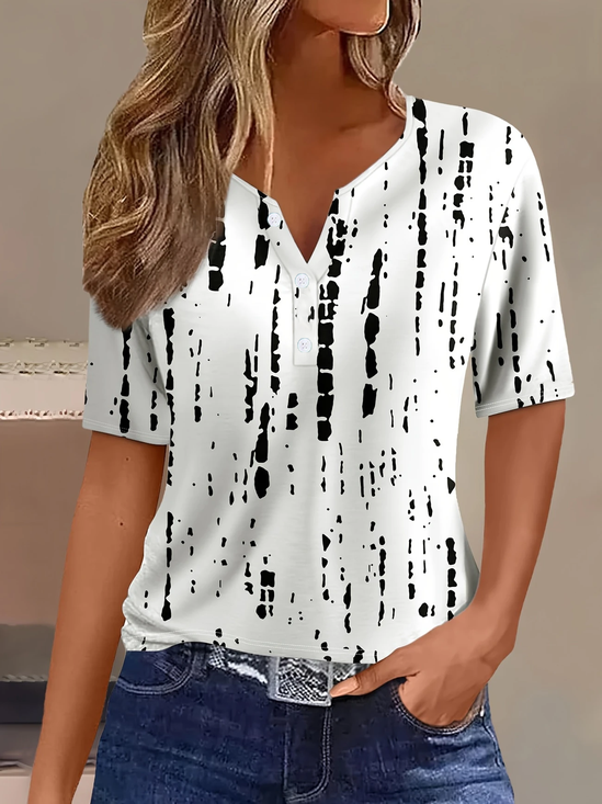Damen Gestreift Kurzarm T-Shirts T-Shirt Rundhals Print Lässig Sommer T-Shirt mit Grafik Oberteile
