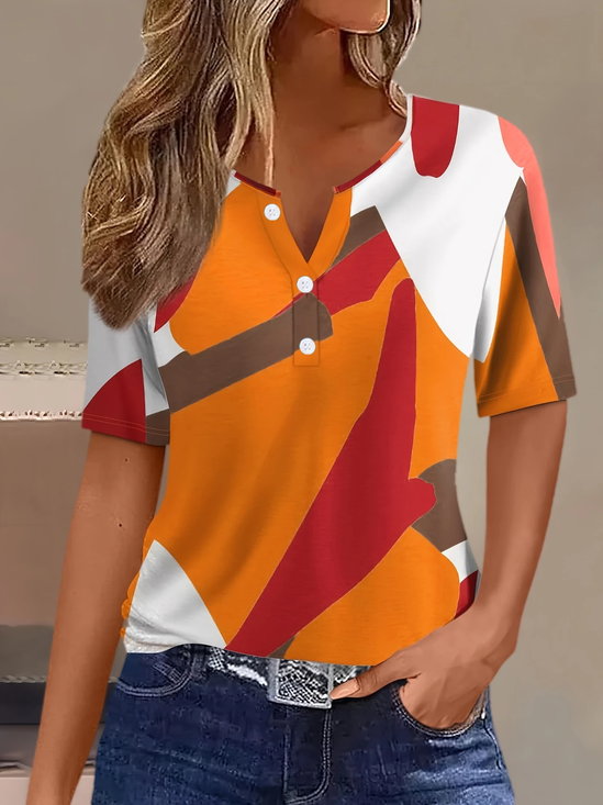 Damen Abstrakt Kurzarm T-Shirts T-Shirt Rundhals Print Lässig Sommer T-Shirt mit Grafik Oberteile