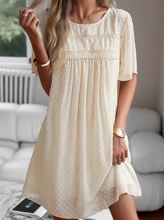 Damen Polka Dots Kurzarm Sommer Nahtverarbeitung Kleid V-Ausschnitt Täglich Retro Mini Klassisch A-Linien-Kleid