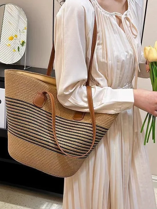 Neu Stroh Tasche Damen Sommer Handtasche Strand Handtasche GROSSE KAPAZITÄT Gewebe Umhängetasche hochwertig Eimer Tasche