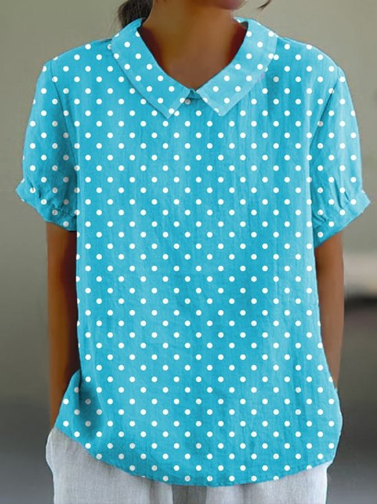 Damen Geometrisch Kurzarm T-Shirts T-Shirt Stehkragen Print Lässig Sommer Oberteile