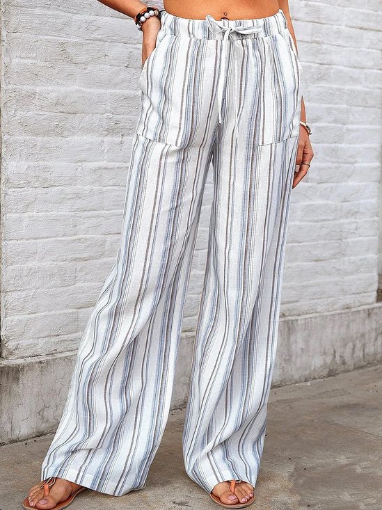 Damen Gestreift Lang Tunnelzug Hose Lässig Frühling/Herbst Hose