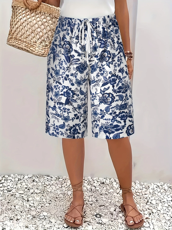 Damen Geblümt Fünfte Hose Hose Lässig Sommer Hose