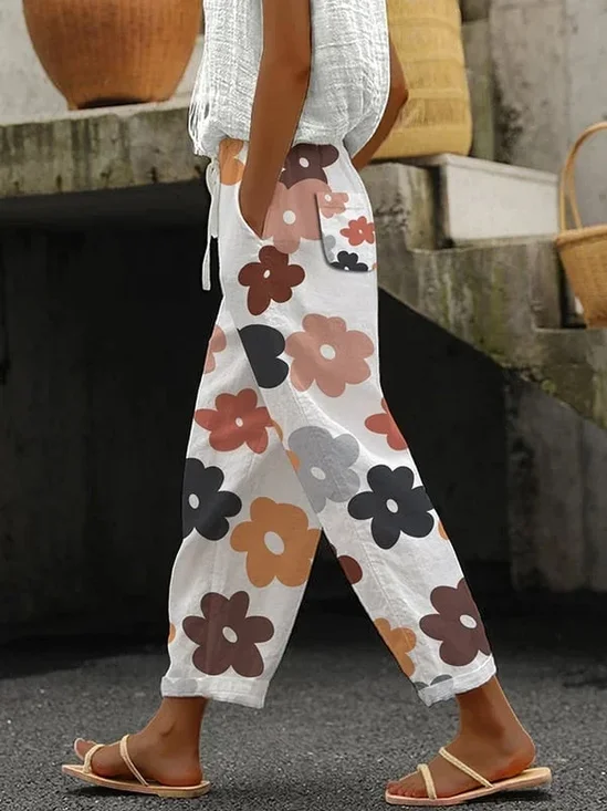 Damen Geblümt Lang Hose Lässig Frühling/Herbst Hose
