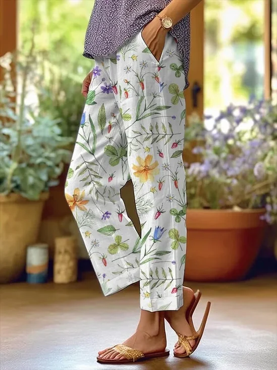 Damen Geblümt Lang Hose Lässig Frühling/Herbst Hose