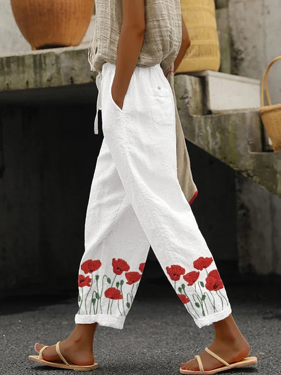 Damen Geblümt Lang Hose Lässig Frühling/Herbst Hose