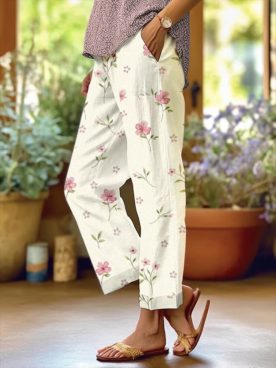 Damen Geblümt Lang Hose Lässig Frühling/Herbst Hose