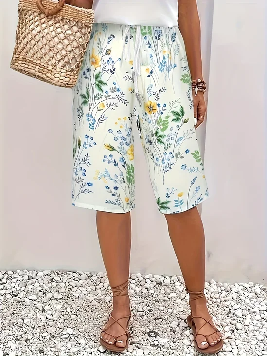 Damen Geblümt Fünfte Hose Hose Lässig Sommer Hose