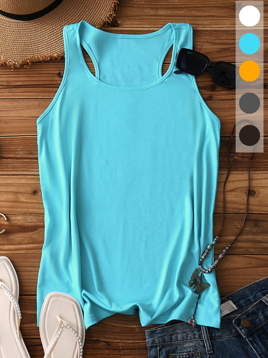 Damen Ärmellos Tanktop Oberteile Leibchen Sommer Unifarben Stehkragen Täglich Sexy Oberteile