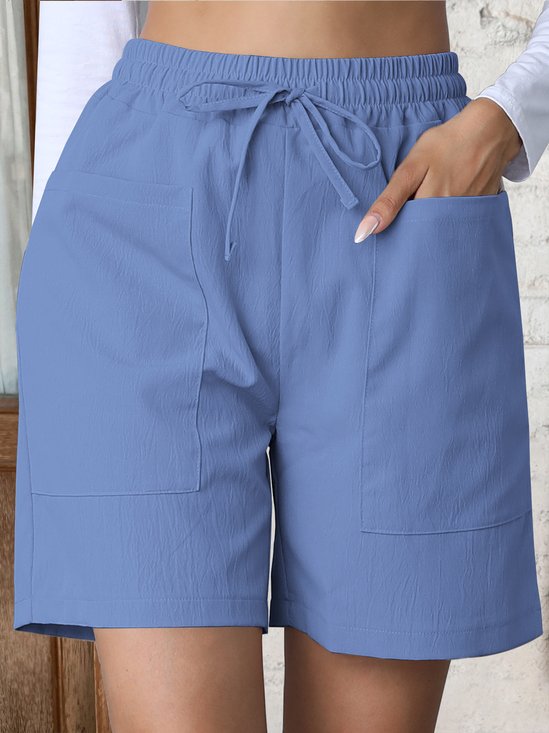 Damen Unifarben Fünfte Hose Gerade Hosen Lässig Sommer Shorts