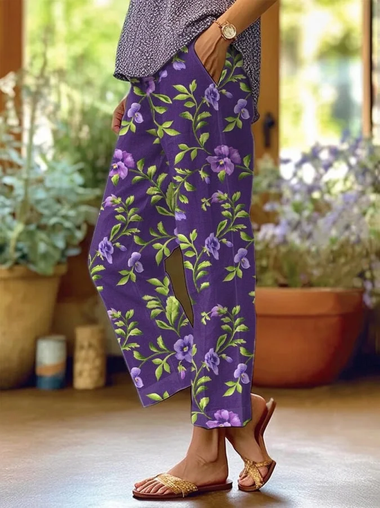 Damen Geblümt Lang Hose Lässig Frühling/Herbst Hose