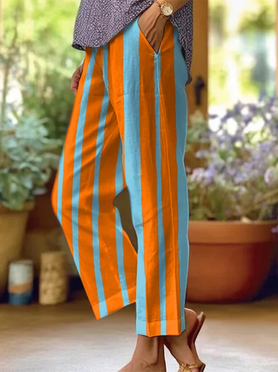 Damen Gestreift Lang Hose Lässig Frühling/Herbst Hose