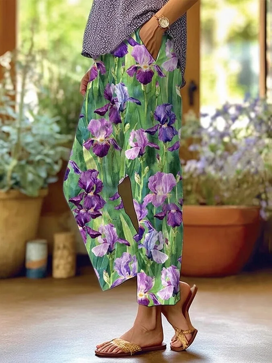 Damen Geblümt Lang Hose Lässig Frühling/Herbst Hose