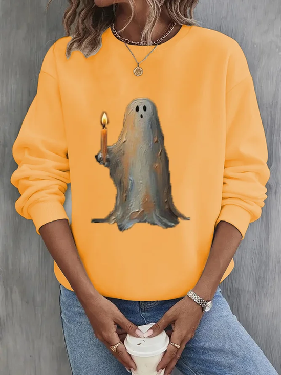 Damen Halloween Rundhals Print Lässig Frühling/Herbst Langarm Sweatshirt
